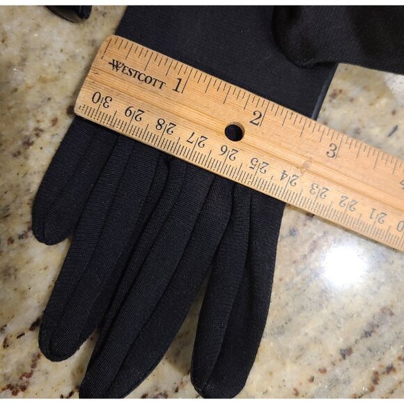 Vintage Size XS-S Black Patent Faux Leather Stretch Formal 8" Gloves Go Go - Picture 12 of 13